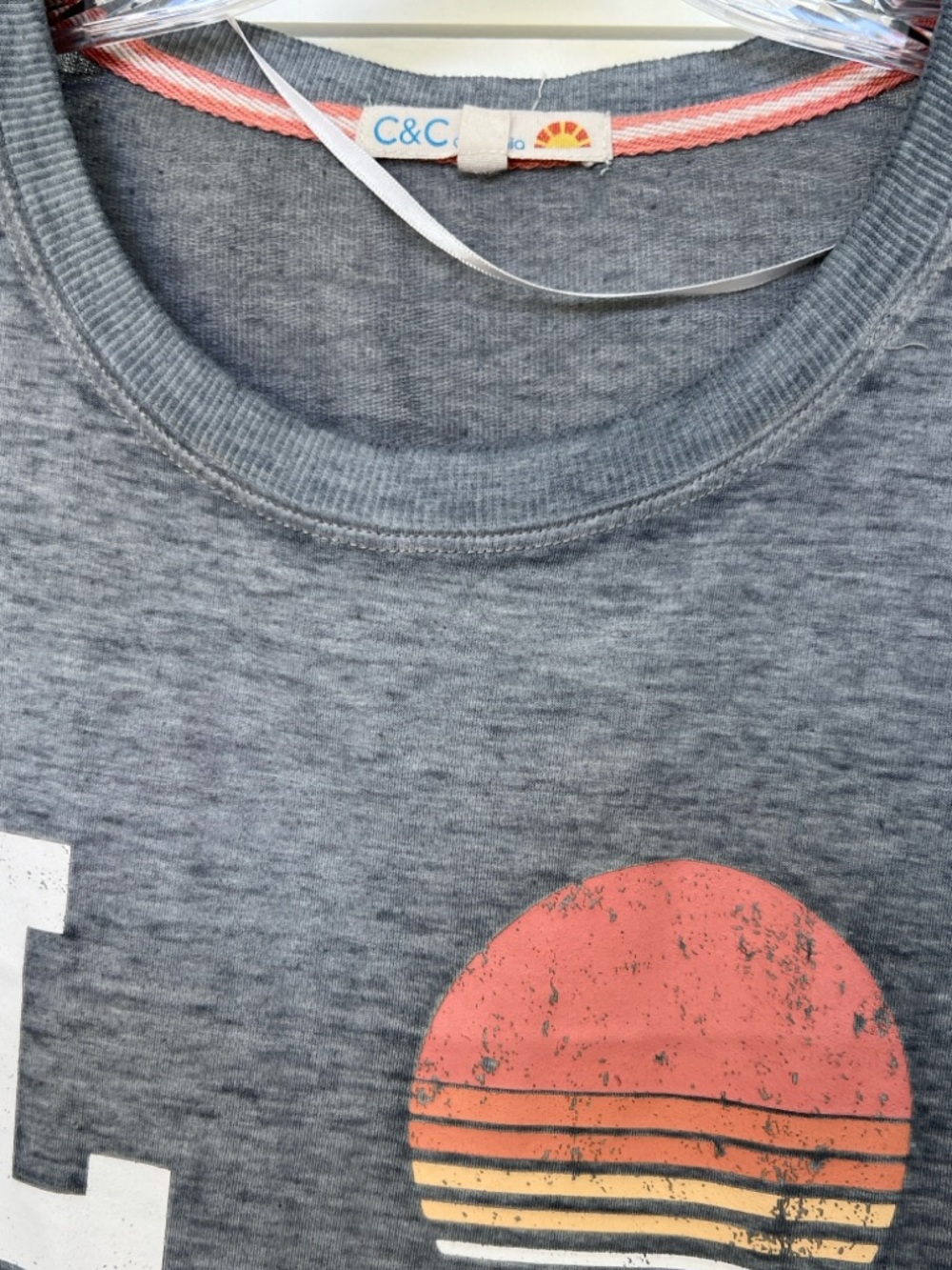 C&C California Gray Long Sleeve LOVE Tee with Sunset Graphic - Picture 3 of 4